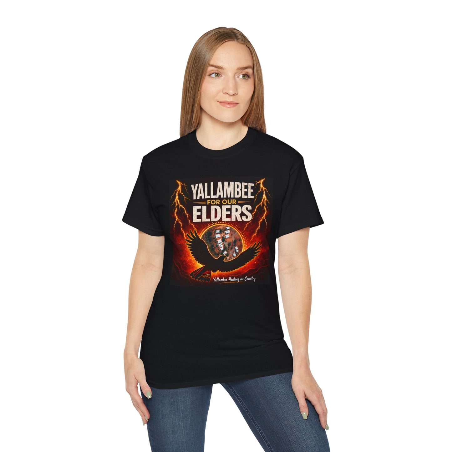 Yallambee for Our Elders Tee — Indigenous Support Eagle Graphic T-Shirt