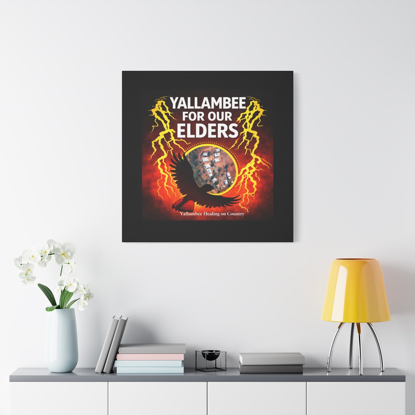 Yallambee For Our Elders Canvas Wall Art — Indigenous Community Tribute Matte Stretched Canvas