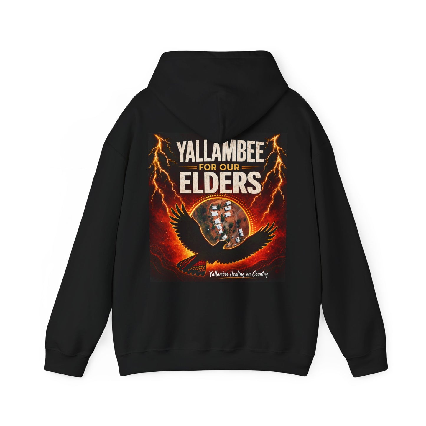 Yallambee For Our Elders Hoodie — Indigenous Heritage Lightning Design