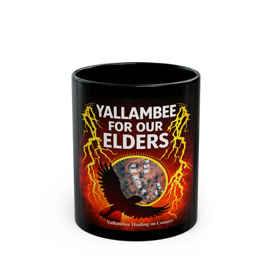 Yallambee For Our Elders Black Coffee Mug — Indigenous Healing & Support Design (11oz/15oz)