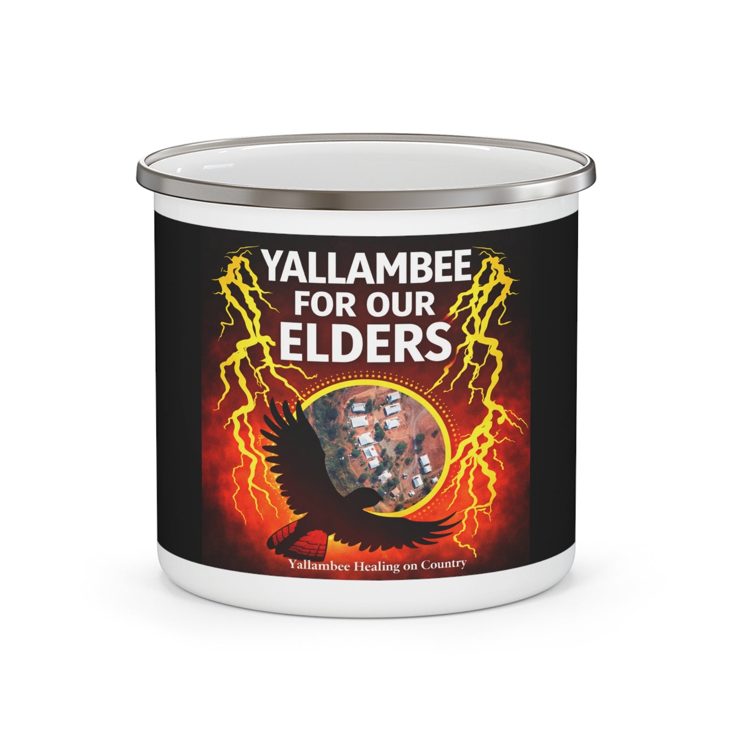 Enamel Mug — "Yallambee For Our Elders" Indigenous Support Camping Mug