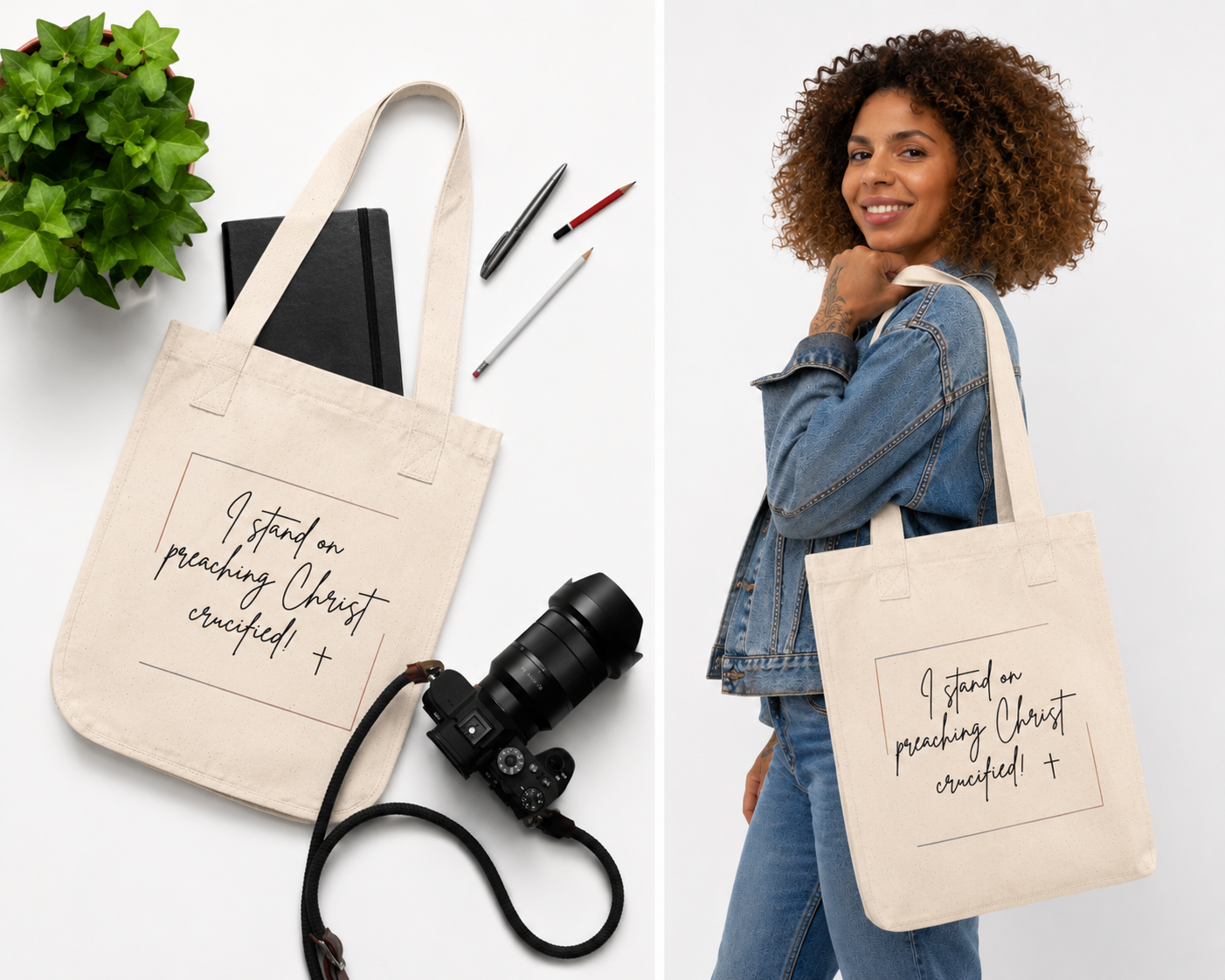 Christ Crucified Canvas Tote Bag: Carry the Message. Support the Mission.